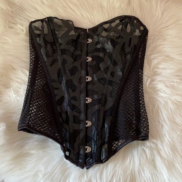 Mesh & Faux Leather Corset - Picture 2 of 9